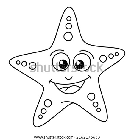 Cute starfish cartoon coloring page illustration vector. For kids coloring book.