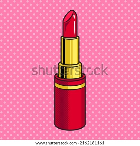 Lipstick makeup pop art retro vector illustration. Comic book style imitation.
