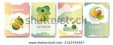 Set of cover designs for notebook, notepad, poster or banner, invitation with abstract  shapes and elements. Vector illustrations , template for design, modern contemporary art , trend 