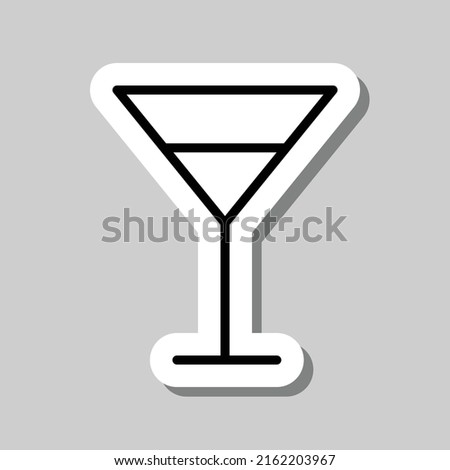 Cocktail glass simple icon vector. Flat design. Sticker with shadow on gray background.ai