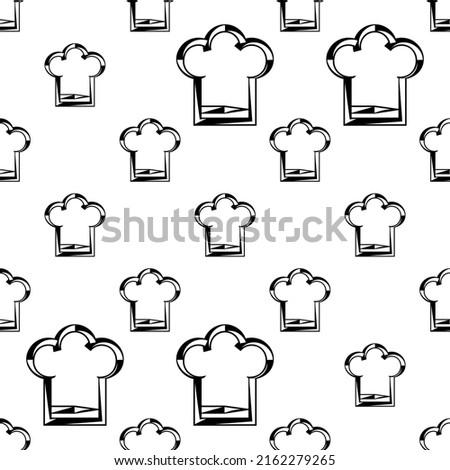 Chef Hat Icon Seamless Pattern, Chef Hat Vector Art Illustration