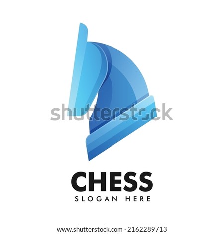 Vector Logo Illustration Horse Chess Gradient Colorful Style.
