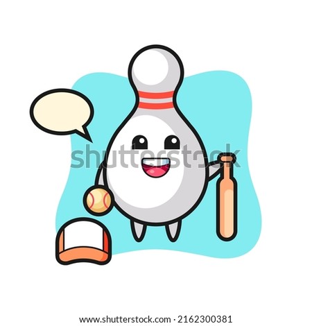 Cartoon character of bowling pin as a baseball player , cute style design for t shirt, sticker, logo element