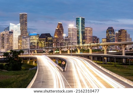 Downtown Houston Skyline at rush hour
