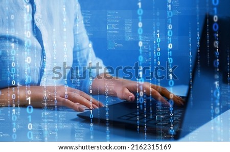 Programmers and cyber security technology concept. Programming code technology. Software apps developer and IT revolution.Digital software development. Royalty-Free Stock Photo #2162315169