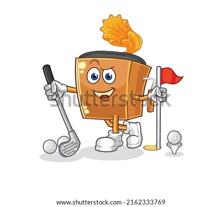 the record player playing golf vector. cartoon character