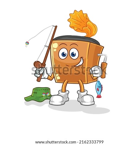 the record player fisherman illustration. character vector