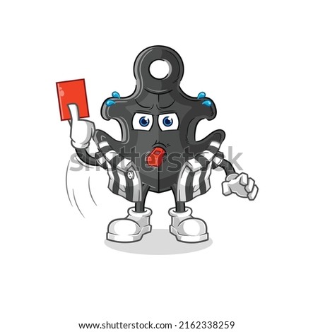 the anchor referee with red card illustration. character vector