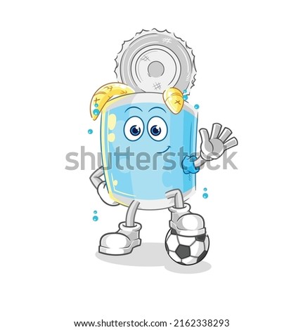 the canned fish playing soccer illustration. character vector