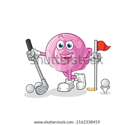 the shell playing golf vector. cartoon character
