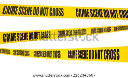 Crime scene tape with word crime scene do not cross isolated on white background.  Crime scene restricted area ribbon Royalty-Free Stock Photo #2162348607