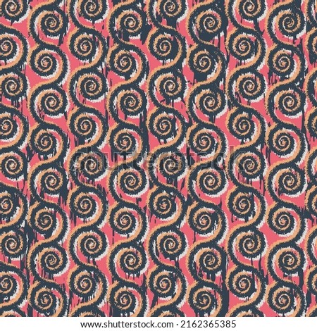 Abstract modern geometric vector pattern. Seamless black swirl pattern on pink background.