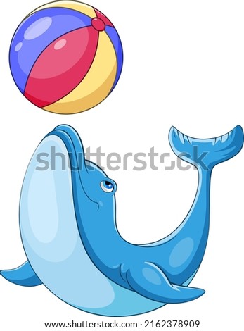 Dolphin playing with ball on white background