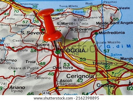 location on the map of the Foggia city in Italy