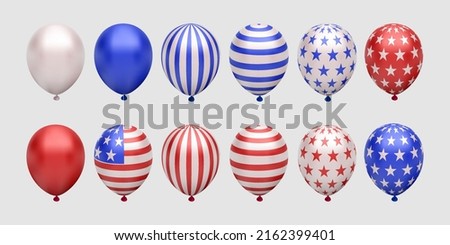 3d balloon collection for july 4th american independence day element design