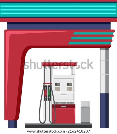 Gas station with petrol pump illustration