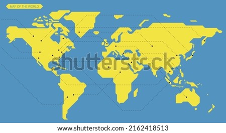 Simple straight line business map of the world, vector background