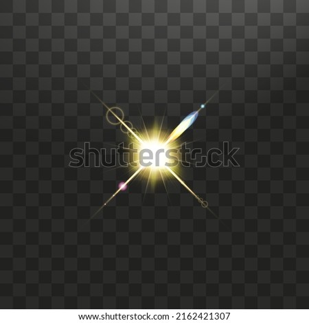 Gold warm color bright lens flare flashes leak for transitions on transparent background