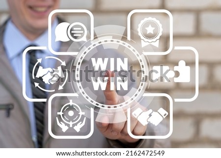 Concept of WIN WIN business situation. Win-win mutually beneficial cooperation and partnership strategy. Royalty-Free Stock Photo #2162472549