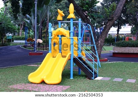 Kids slide placed in the garden