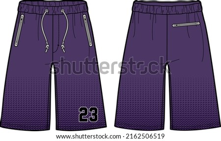 basketball Shorts jersey design vector template, wide leg shorts concept with front and back view for boxing, Soccer, Volleyball, Rugby, tennis, badminton and oversize active wear shorts design.