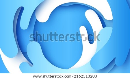 Paper art of blue swirl water. Water splash with blank space. paper cut and craft style. vector, illustration.