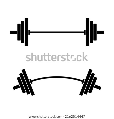 Straight and curved barbell icon isolated on white background. Weightlifting equipment, Bodybuilding, gym, crossfit, workout, fitness club symbol. Sport vector illustration Royalty-Free Stock Photo #2162514447