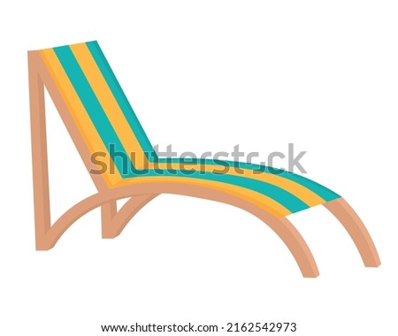 Comfortable lounge chair for sunbathing. Doodle flat clipart. All objects are repainted.