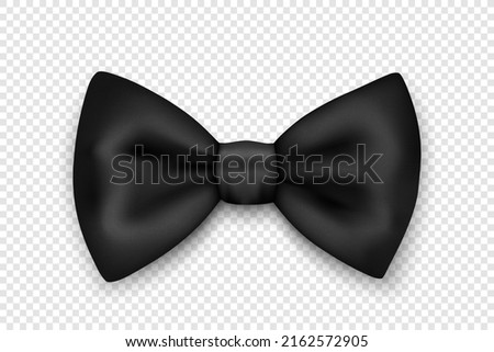 Vector 3d Realistic Black Textured Bow Tie Icon Closeup Isolated. Silk Glossy Bowtie, Tie Gentleman. Mockup, Design Template. Bow tie for Man. Mens Fashion, Fathers Day Holiday