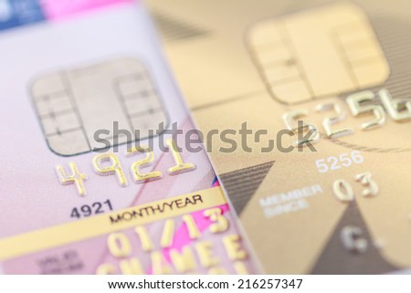 Background of credit card close-up.