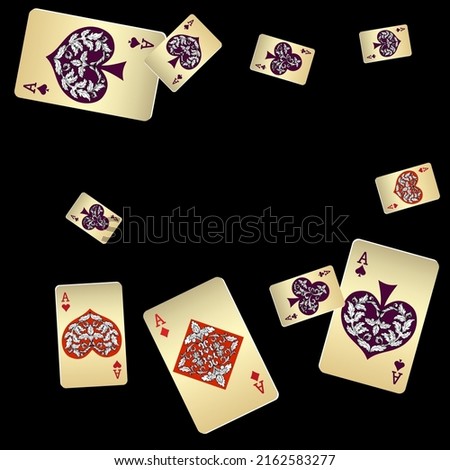 Casino Playing Cards. Pattern for ads of parties, events in Vegas. Vector illustration in vintage style.