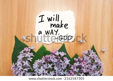 I will make a way, God - christian card with lettering and flowers