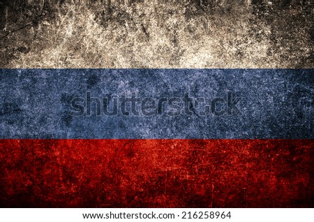 Russian flag on the grunge concrete wall