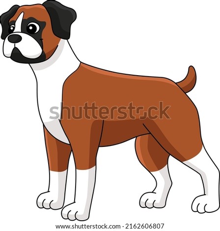 Boxer Dog Cartoon Colored Clipart Illustration