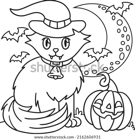 Vampire Cat Halloween Coloring Page for Kids