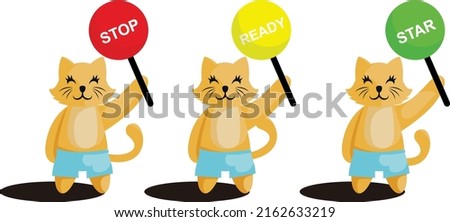 cat parking attendant cute mascot vector set is good for your business
