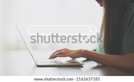 Women using computer laptop to find what they are interested in. Searching information data on internet networking concept