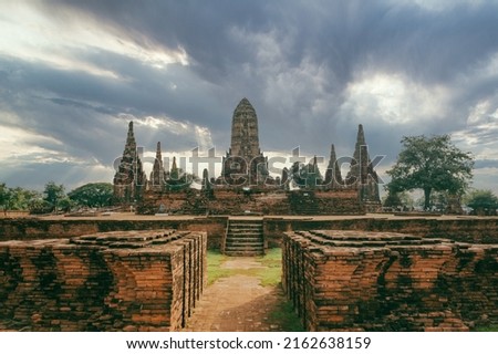 Wat Chaiwattanram temple in the area of Historic City of Ayutthaya, Thailand. Beautiful old Buddhist temple in Thailand. World Herritage site in Thailand.