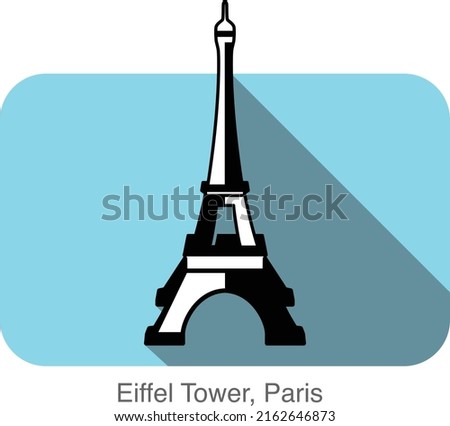 Eiffel Tower, Paris, famous landmark flat icon design, Famous scenic spots
