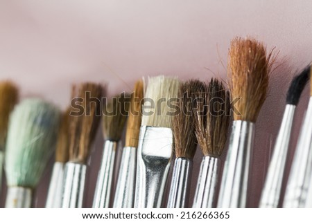 Set of different paintbrushes with white background 