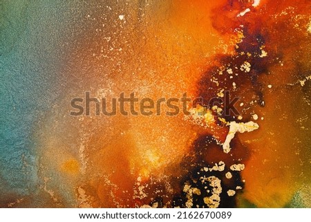 Marble ink abstract art from exquisite original painting for abstract background . Painting was painted on high quality paper texture to create smooth marble background pattern of ombre alcohol ink . Royalty-Free Stock Photo #2162670089