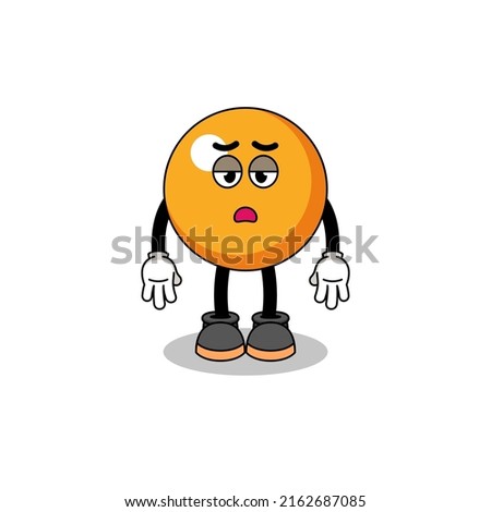 ping pong ball cartoon with fatigue gesture , character design