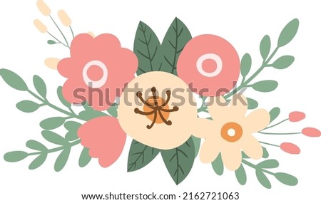 watercolor flower clipart, watercolor floral clip art, pink beige flower wreath round circle frame, flower arrangement illustration
