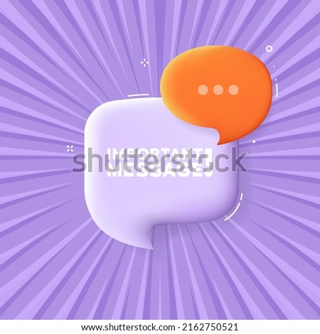 Important message. Speech bubble with Important message text. Business concept. 3d illustration. Pop art style. Vector line icon for Business and Advertising.