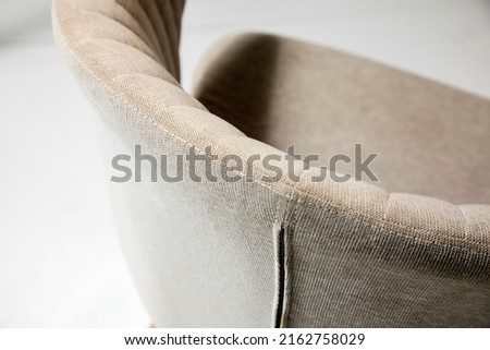 Interior Objects Furniture Round Armchair Beige Fabric Chair Detail 