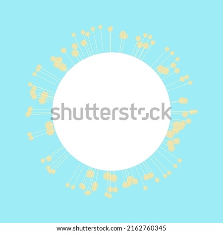 empty floral circle frame in blue background