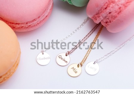 Still life disc necklace. Image for e-commerce, online selling, social media, jewelry sale.