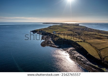 Aerial view of the amazing rocky coast at Ballyederland by St Johns Point in County Donegal - Ireland.