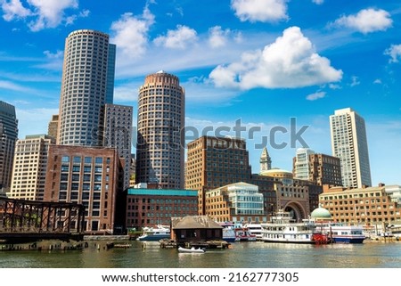 Panoramic view of Boston cityscape in a sunny day, USA