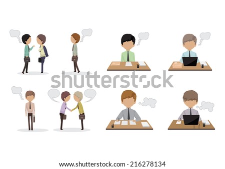 Business People With Speech Bubbles - Isolated On White Background - Vector Illustration, Graphic Design Editable For Your Design